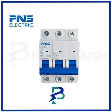 کلید مینیاتوری سه پل 20 آمپر PNS پی ان اس C20 مدل PNB-63